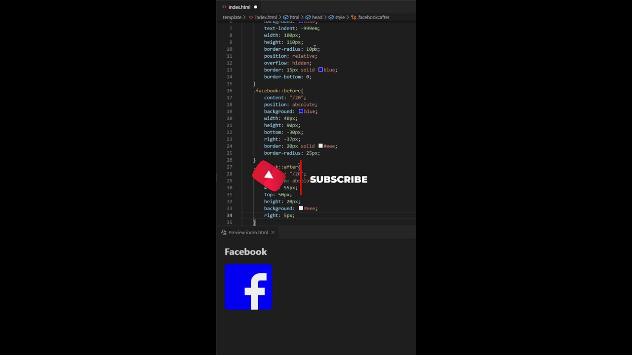 Facebook symbol using HTML and CSS tutorial for beginners using VSCode IDE #shorts #coding