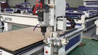 AccTek cnc router with atc carousel auto tool changer device changing tools
