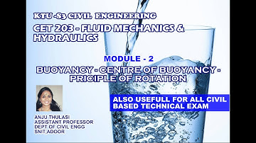 CET203 FM-MODULE 2- BUOYANCY-CENTRE OF BUOYANCY-PRINCIPLE OF FLOATATION-NUMERICAL PROBLEM( BUOYANCY)
