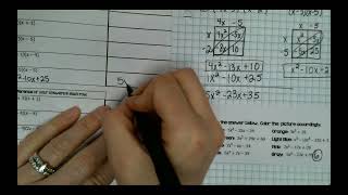 Multiplying Polynomials Color by Number Worksheet Instructions