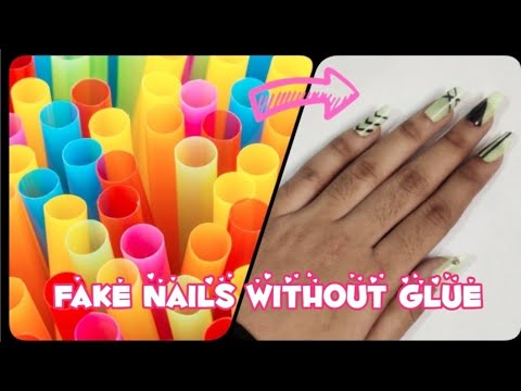 DIY fake nails using plastic straws / Plastic straws reuse idea / Fake ...