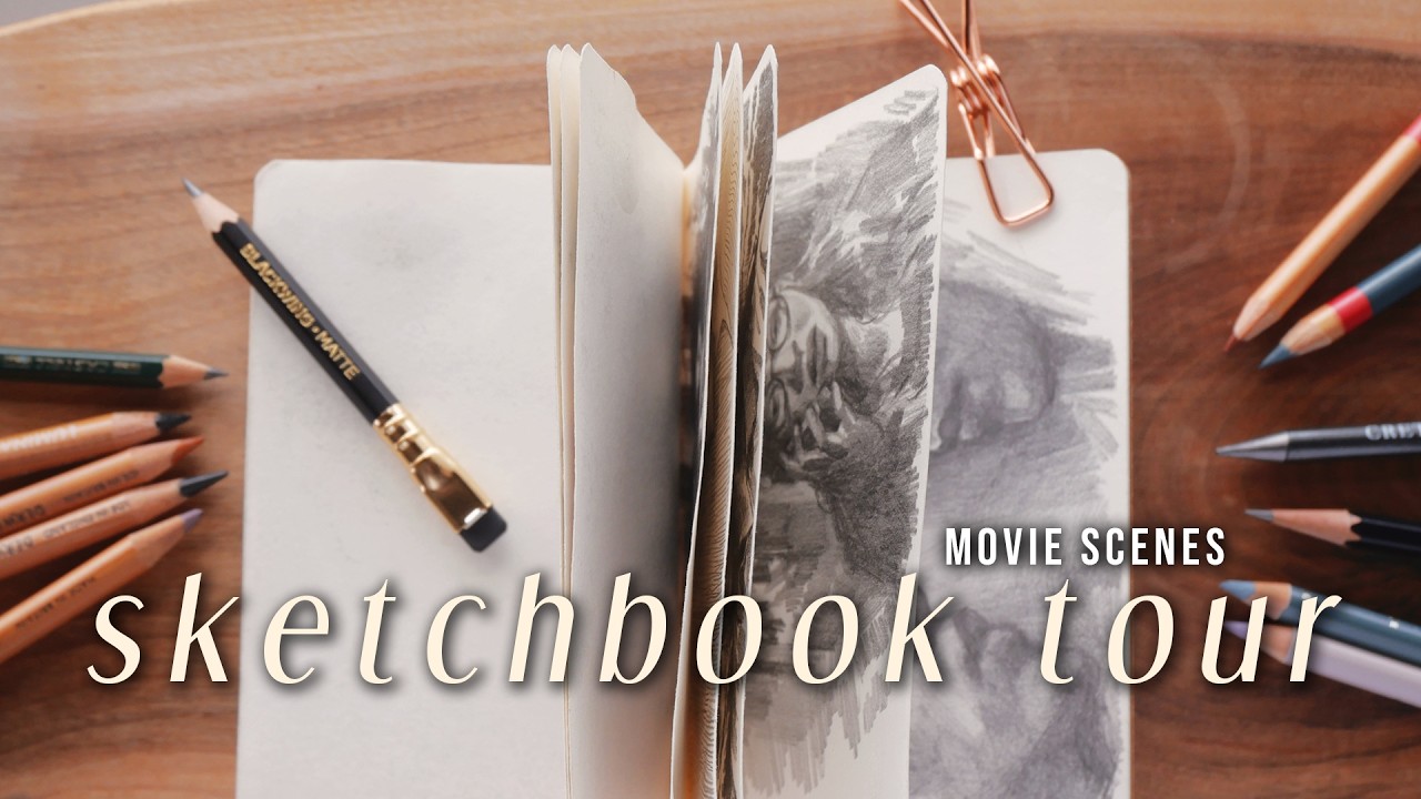 Я закончила еще один скетчбук || процесс перелистывания и рисования портретов