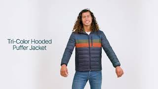 Men's Tri-Color Hooded Puffer Jacket