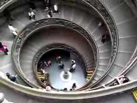 The circular staircase leading up to the Vatican museums. It was designed by Giuseppe Momo in 1932.