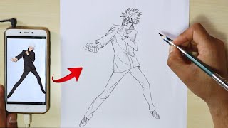 How to draw Gojo Satoru Full Body out of Stick Man | Easy Step by Step