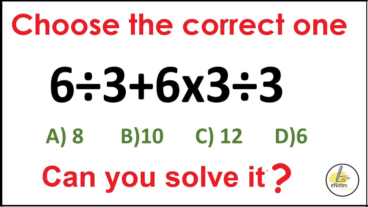 Quiz 112 | Which one is Correct? | 6÷3+6x3÷3 - YouTube