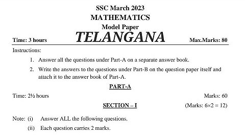 SSC (Class-10) March 2023 Maths Model Paper solutions Telangana