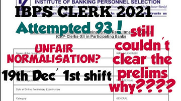 My IBPS Clerk 2021  Prelims SCORECARD | 19th dec 1st shift| IBPS CLERK 2021 cutoff |IBPS clerk 2022|