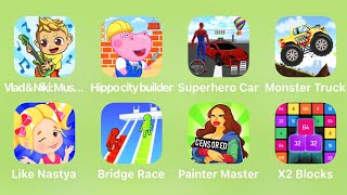 Vlad & Niki Music Band, Hippo City Builder, Superhero Car, Monster Truck, Like Nastya, Bridge Race screenshot 4