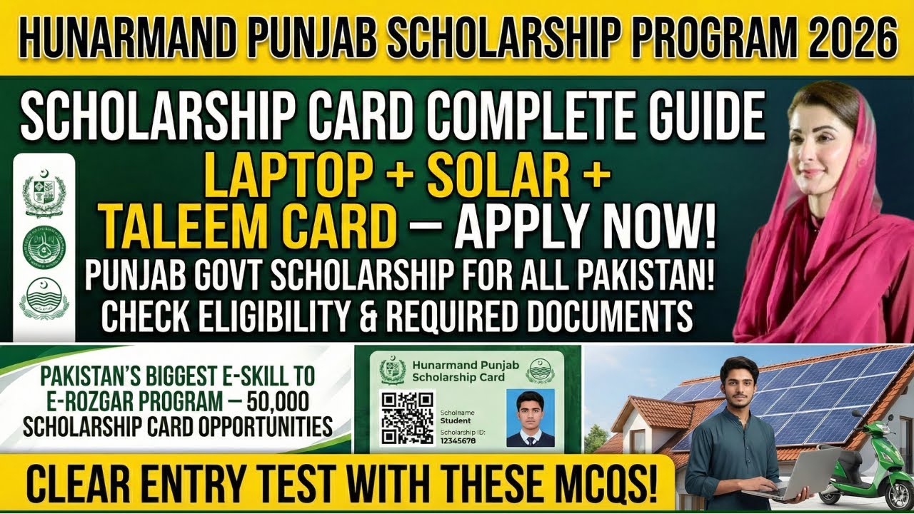 Hunarmand Punjab Program 2026 Online Apply | 50,000 Scholarship Cards For All | Govt Free IT Courses