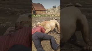 INSANE Lion Attack in RDR2 Gameplay EPIC CRAZY WILD Escape Fight | Rdr2 #shorts #gaming