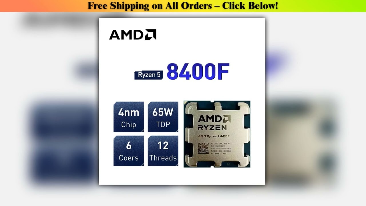 New AMD R5 8400F Ryzen 5 8400F 6 Cores 12 Threads 4.2GHz Desktop computer processor with AM5