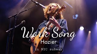 hozier performing work song in an nyc subway