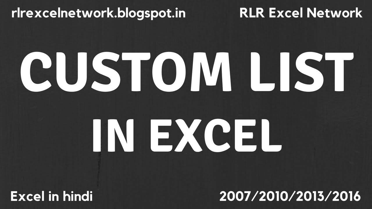 38* How to Create a CUSTOM LIST in Excel {Hindi} - YouTube