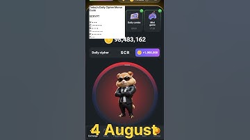 4 August Hamster Kombat daily cipher|4 Aug hamster daily cipher & combo| #hamsterkombat #dailycipher