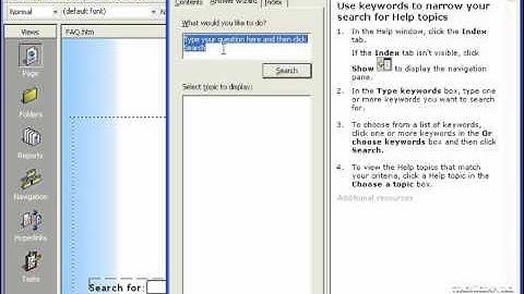 FrontPage Tutorial Using the Answer Wizard-2000 & 2002 Microsoft Training Lesson 18.4
