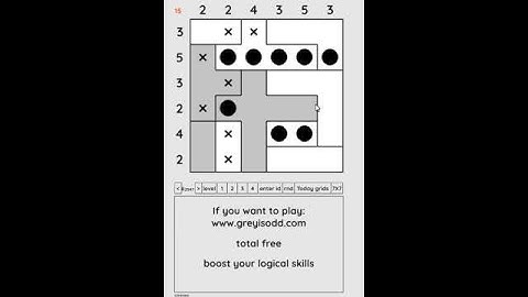 Grey is Odd - Today grids. Solution level 4 6X6 dated 08-30-2024 #logicpuzzles #logicgames  #games