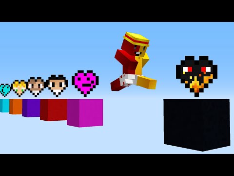 minecraft mas YOUTUBERS são CORAÇÕES customizados