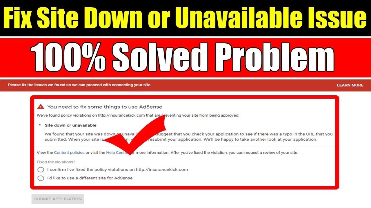 How To Fix Site Down or Unavailable Problem|| Fix Adsense Issue