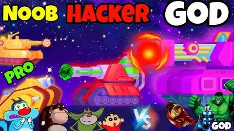 NOOB vs PRO vs HACKER in Tank Stars Game | Oggy Team Vs avengers Team | Happy Partha Gaming | Ep.4