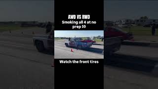 Making some power and getting lose #noprep #dragracing #c10 #squarebody #RWDvsAWD #awdlaunch LSswap