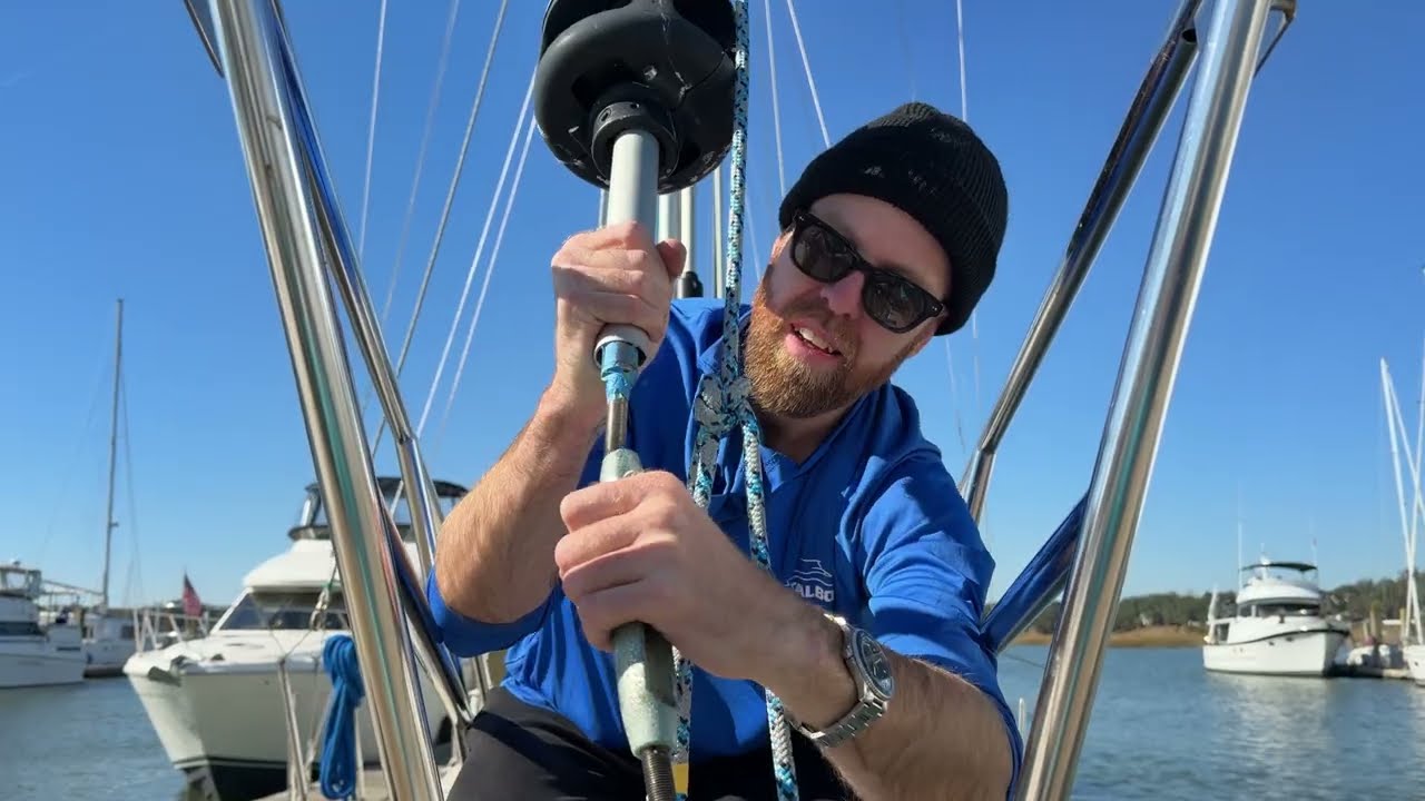 ⁣Westsail 32 Refit - Episode 3: Replacing the headstay, adding a link plate to furler
