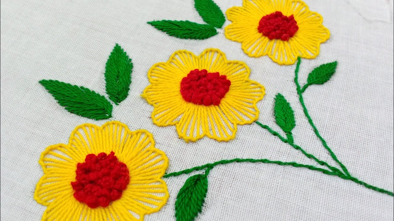 Hand embroidery beautiful flower design for cushion cover pillow cover