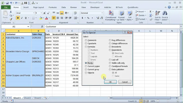 Excel - Fill in empty cells with data from the cell above