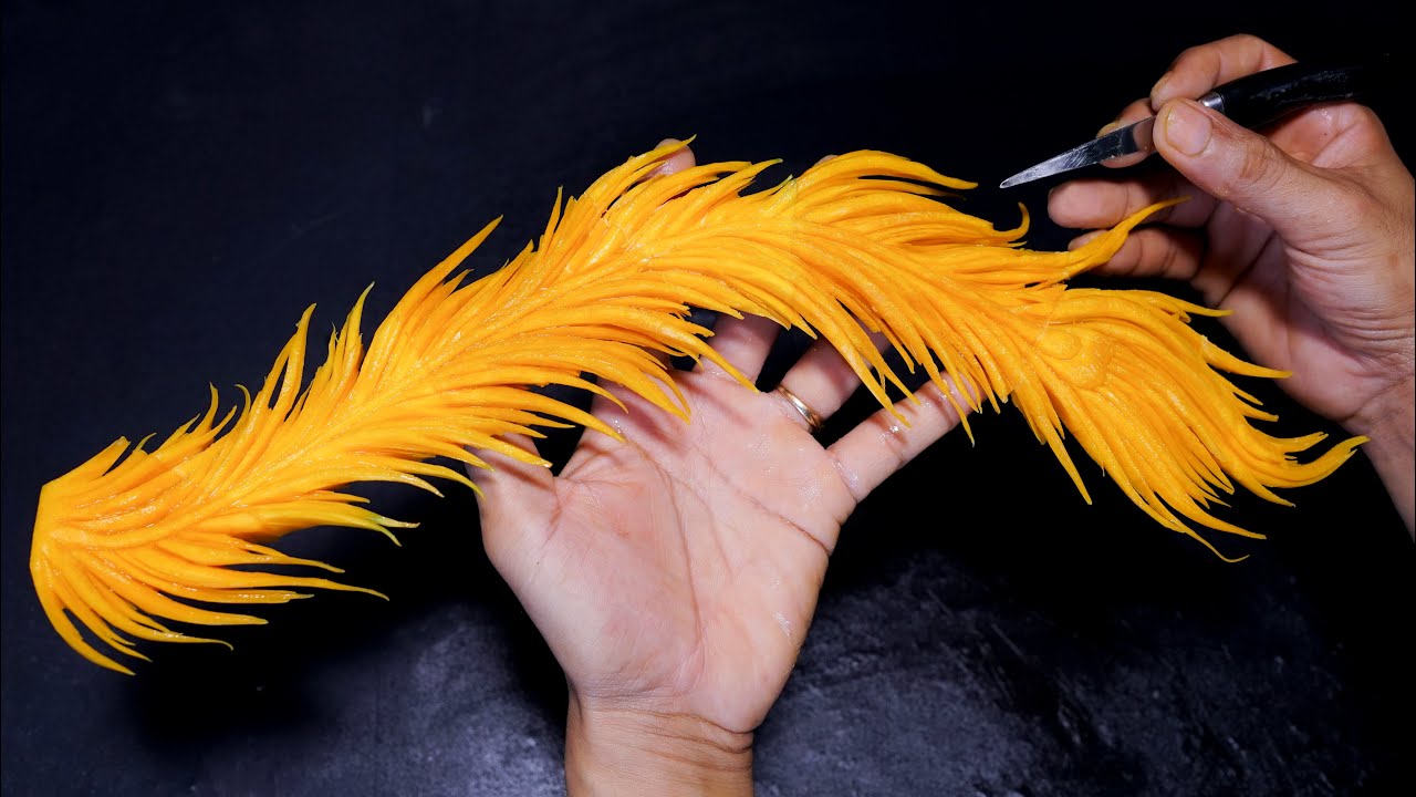 How To Carve Phoenix Tail With Pumpkin | Vegetable Carving Art