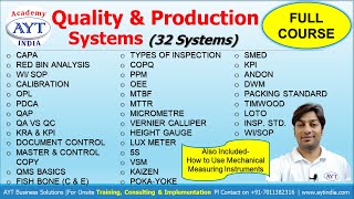 Training Video for Quality & Production Engineers | Quality & Production Systems (32 Systems) | AYT