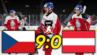 ČESKO vs RAKOUSKO | 9:0 | Mistrovství světa juniorů U20 2023 | SESTŘIH