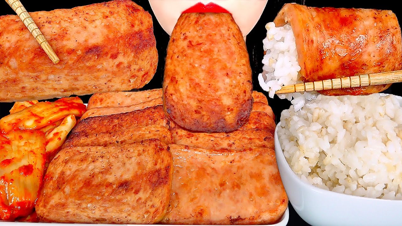 ASMR GRILLED SPAM & STEAMED RICE & SPICY KIMCHI 스팸구이 쌀밥 김치 먹방 MUKBANG EATING SOUNDS 咀嚼音 | ZOEY ASMR