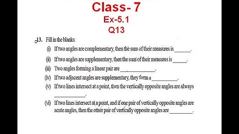 NCERT Solution CLASS-7 (VII) Mathematics CHAPTER-  5 Lines and Angles  Ex-5.1 Q13 @bhullar