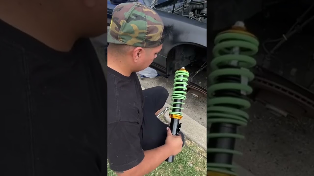 Installing coilovers on my bmw E36 ( super low maxed out!! )
