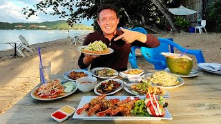 Huge THAI SEAFOOD Feast on a Gorgeous Local Beach