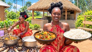 Authentic & Mouthwatering Beef Recipe🍲|| Making Outdoor Kitchen Cooking Hearth 🌿🏡