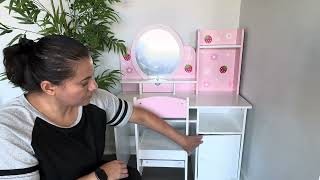 JOYLDIAS Kids Vanity with Lights Pink Girls Makeup Vanity
