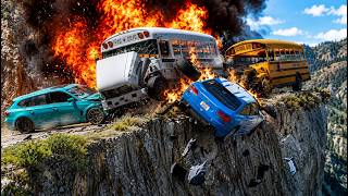 Insane School Bus Crash On Dangerous Cliff😱 | BeamNG.drive #95