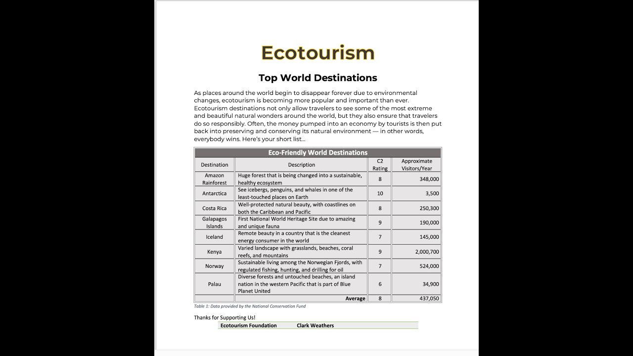 Exp22_Word_Ch03_Cumulative - Tourism | Exp22  Word Ch03 Cumulative - Tourism