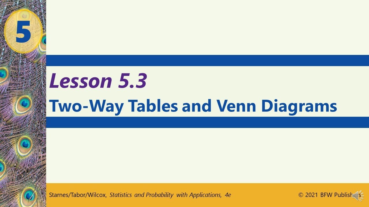 Honors Stats: 5.3 Two Way Tables and Venn Diagrams - YouTube