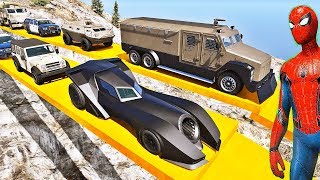 HOMEM ARANHA BATMAN E HOMEM DE FERRO COM CARROS NA SUPER RAMPA! DESAFIO CARROS COM HERÓIS - IR GAMES screenshot 3