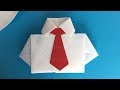 Vatertagsgeschenk Basteln mit Papier-Servietten: Origami Hemd falten mit Krawatte 👔