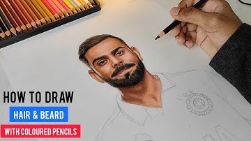 Virat Kohli Drawing | How to draw hair & beard | #viratkohli #colourpencildrawing