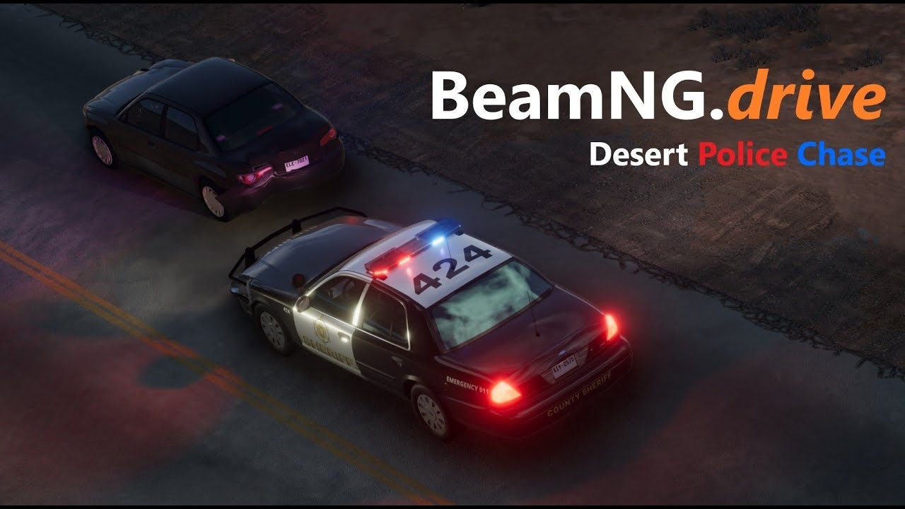 BeamNG.drive  - AI Traffic & Police chase in the Utah Desert in the Ford Crown Vic [Ultra Graphics]