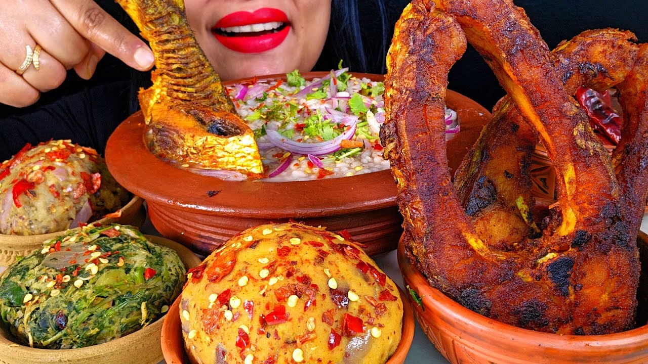 ASMR:Spicy Elish+Rui Fish Fry+Alu Begun Vorta+Dal Vorta+Chingri,Lao,Pat Shak‼ZAKIA-SPICY ASMR