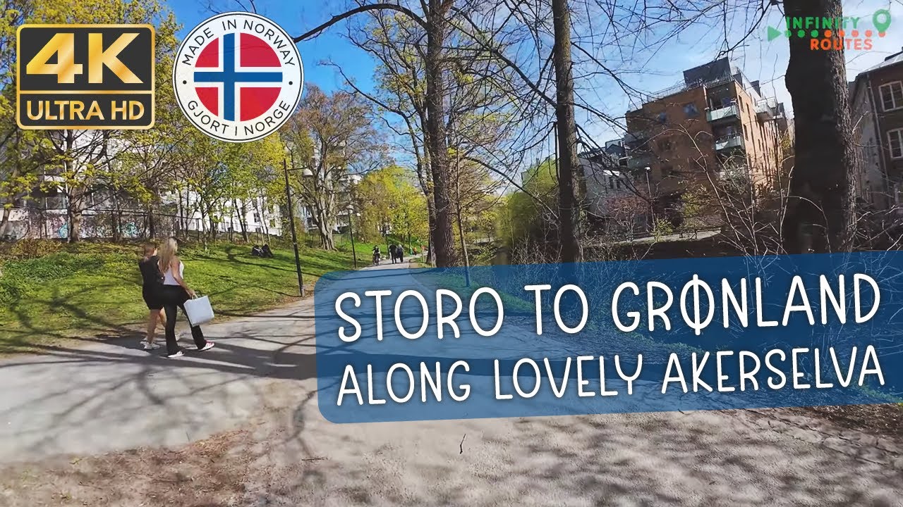 ☀️🚶City Walk Oslo: Storo to Grønland along Akerselva, Norway 🇳🇴 (4K, 60fps)