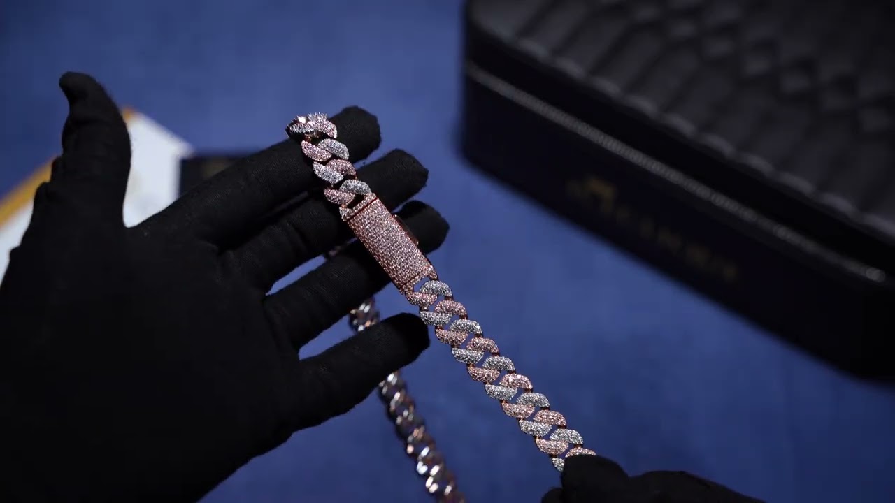 13MM 3-Row Two Tone Cuban Chain - Moissanite & S925 - ICECLIQUE.COM