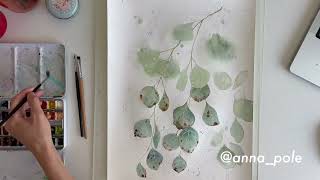 #Watercolor branches + #acrylic demo.
