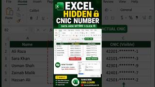 How to Hide CNIC Numbers in Excel | Protect Sensitive Data with One Click | Excel Trick