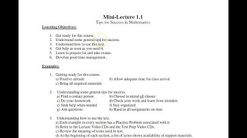 M1103 Mini Lecture 1.1 Tips to Succeed in Math 1103